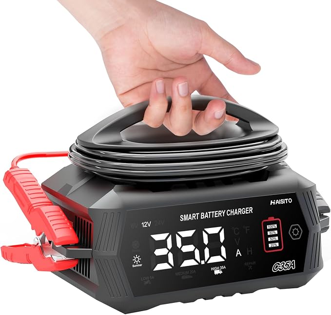 35 Amp Battery Charger, 6V/12V/24V Smart trickle Charger, car Battery Charger by Hiyiton