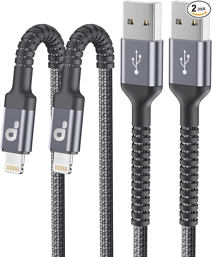 iPhone Charger Cable 2Pack 6FT, Nylon Braided Lightning Cable, Fast Charging by PRAKIE