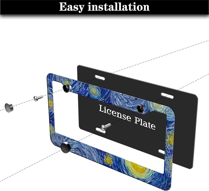 License Plate Bracket Multicolor License Plate Frames Starry Night by Aluminum - Image 7