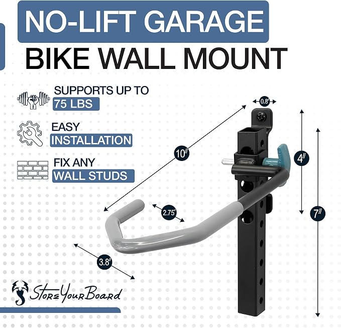 WheelRest Bike Hook, No-Lift Garage Wall Mount, Vertical Bicycle Storage Rack - Image 3