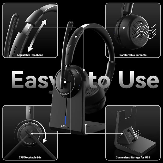 Wireless Headset with Mic for Work, Wireless Headphones with Mic for Work from - Image 6