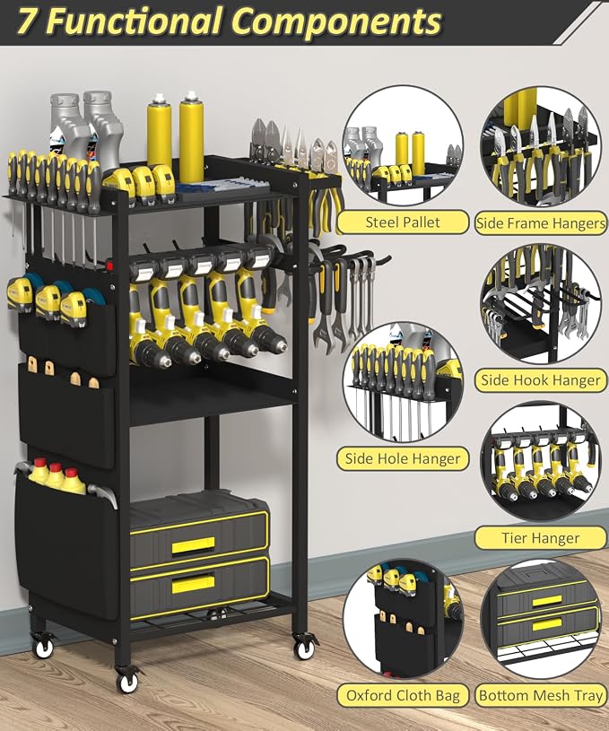 Artibear 4-Tier Rolling Power Tool Organizer Storage Cart, Garage Organization - Image 3