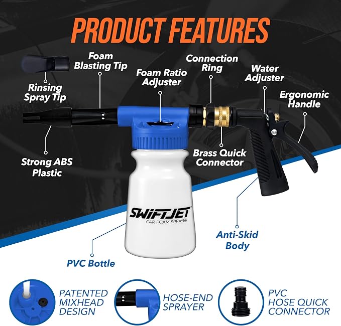 SwiftJet Car Wash Foam Gun + Microfiber Wash Mitt - Image 2