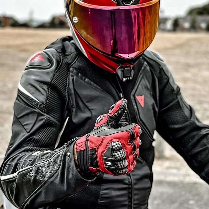 Harssidanzar Breathable Leather Motorcycle Gloves Touchscreen - Image 6