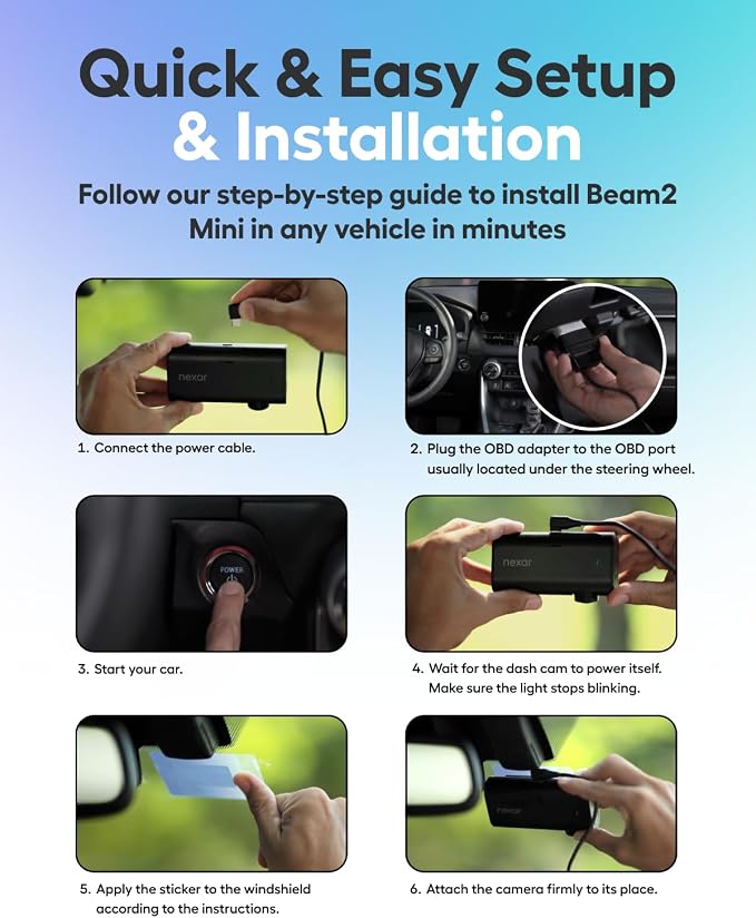 Nexar Beam2 Mini Dash Cam Car Camera 128GB Storage 24H Parking Mode Wide Angle - Image 5