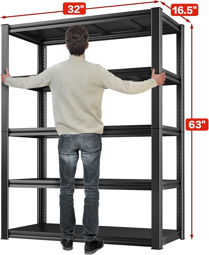 Raybee 5-Tier Industrial Heavy Duty Storage Shelving, 2000LBS Capacity - Image 2