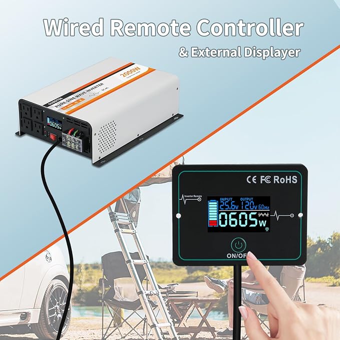 2000W Pure Sine Wave Inverter 24V DC to 120V AC Converter - Image 2