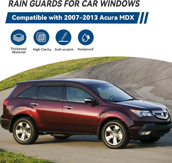 4pcs Front+Rear Smoke Tint Sun/Rain Guard Outside Mount Tape-On Vent Window - Image 2