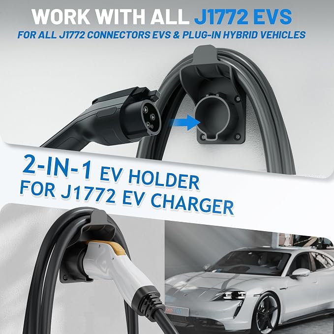 MECMO EV Charger Holder SAE J1772 Wall Mount Charging Cable Hanger Organizer - Image 2