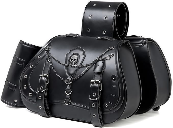 Motorcycle Saddlebags, 30L Leather Waterproof Side Saddle Bags - Image 2