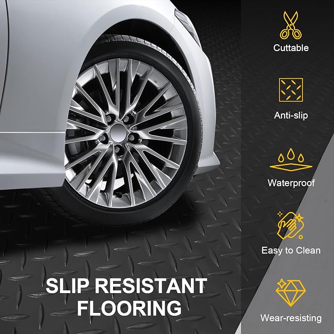 Garage Floor Mat 2.8mm Thickness PVC Garage Flooring Roll Diamond Plate Floor - Image 2