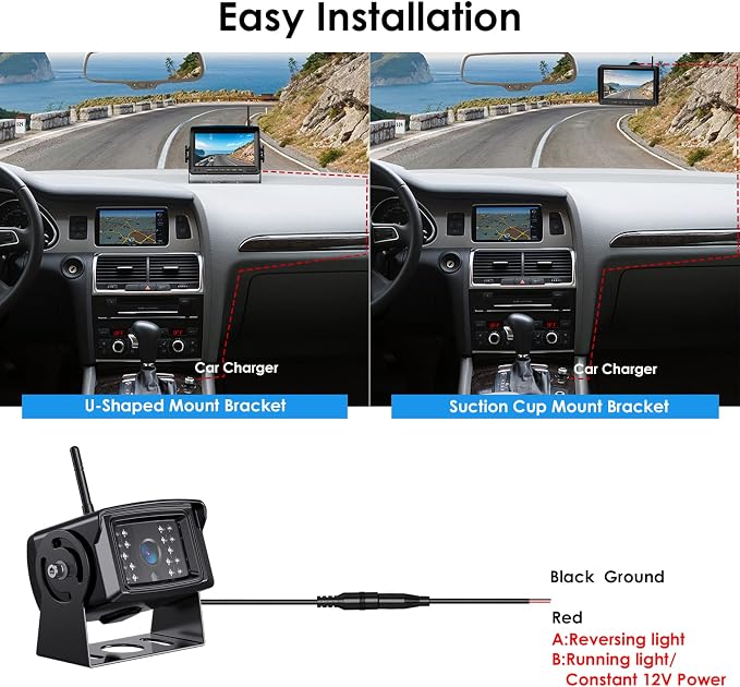 Digital Wireless Backup Camera System Kit, IP69K Waterproof Wireless 2 Rear - Image 5