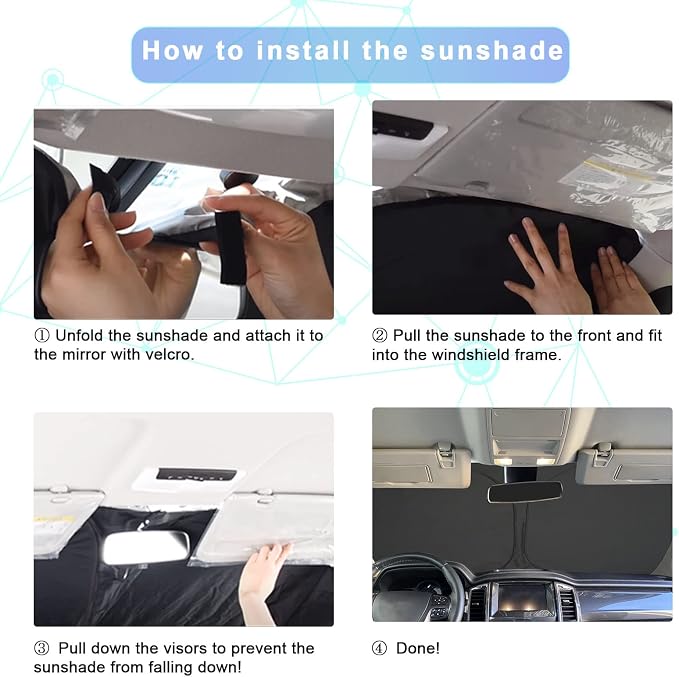 SXCY Sunshade for 2019-2024 Ram 1500 Windshield Sunshade - Image 6