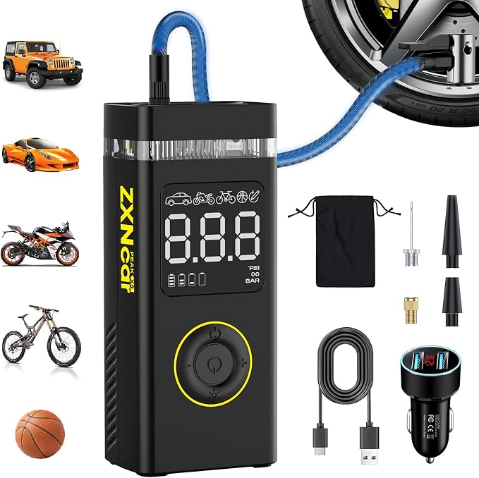 Tire Inflator Portable Air Compressor, 180PSI 20000mAh Pump by ZXNCAR