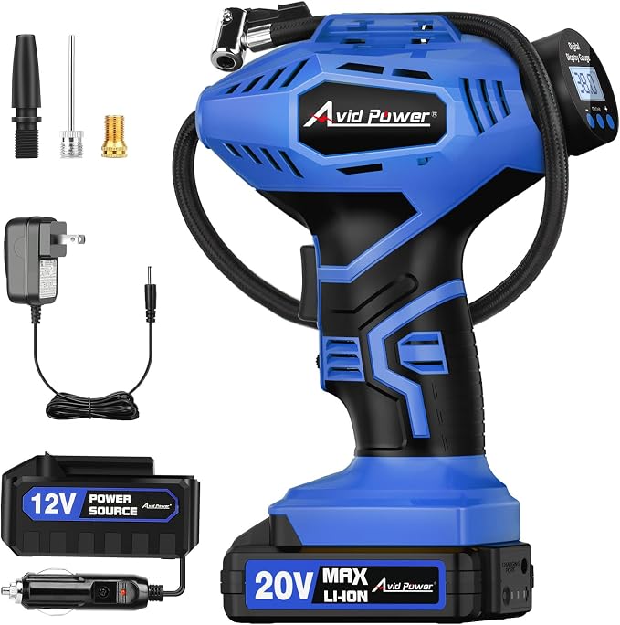 AVID POWER Cordless Tire Inflator Portable Air Compressor, 20V Rechargeable by AvidPower