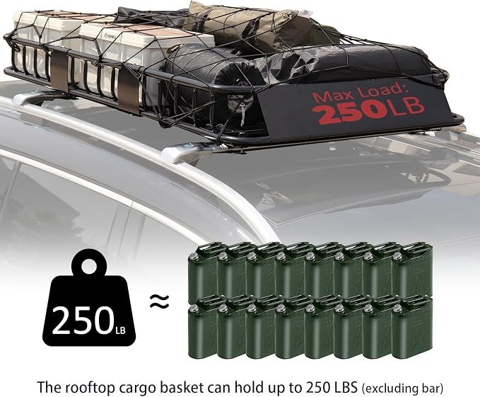 FORWODE Roof Rack Carrier Basket, Rust-Proof Steel Heavy Duty Car Top Luggage - Image 3