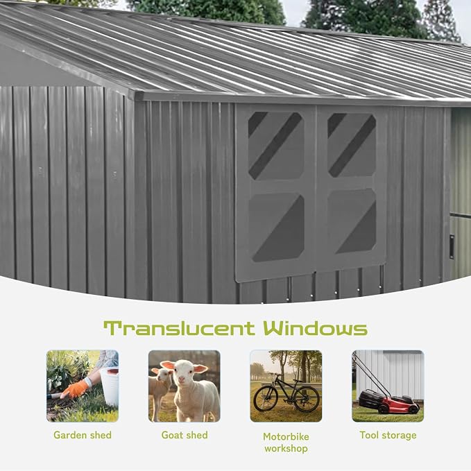12x10 Ft Storage Shed Outdoor, XL Permanent Steel Building - Image 7