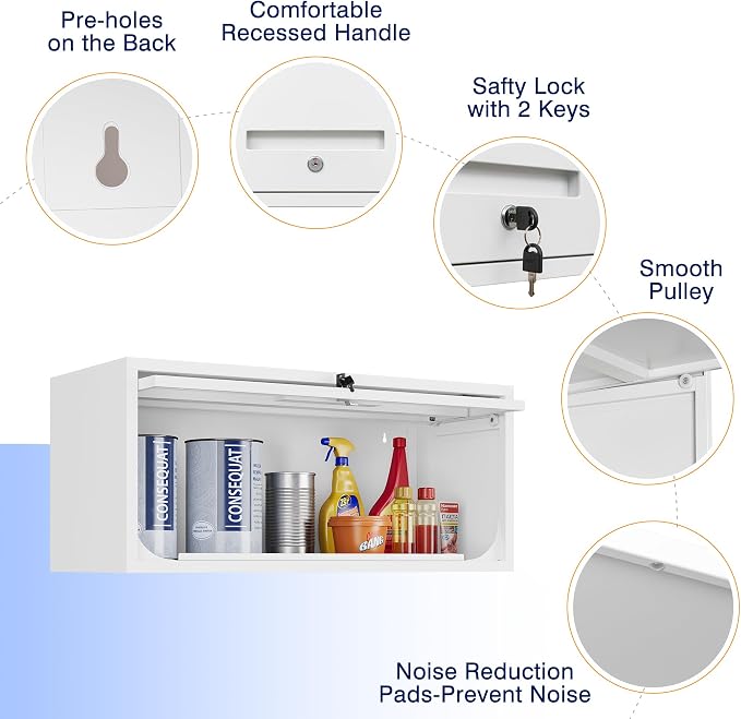 Yizosh Metal Wall Cabinet with Doors, Wall Mounted Storage Cabinet - Image 5