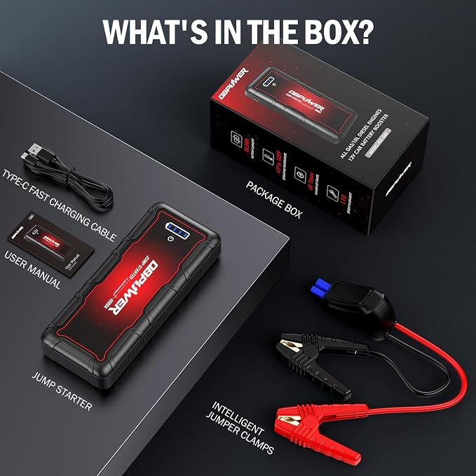 DBPOWER Jump Starter 4000A Peak 88.8Wh Portable Car Jump Starter 12V Auto - Image 7