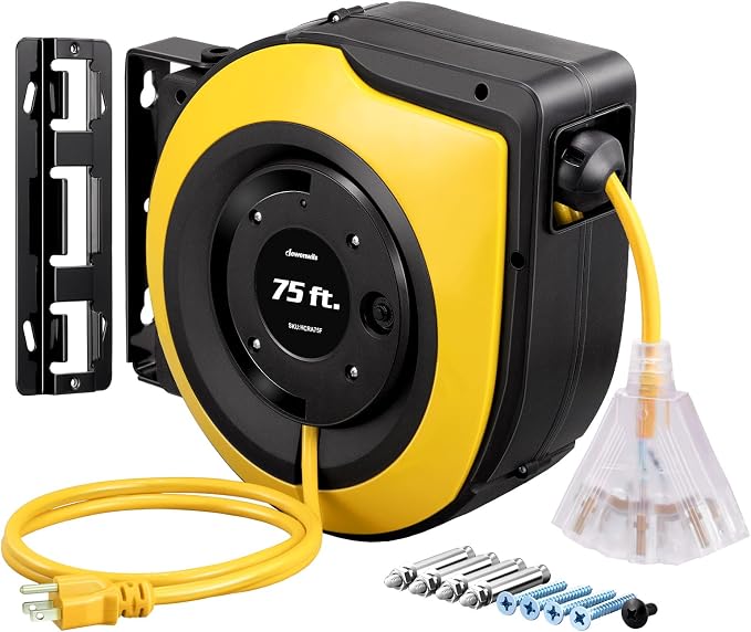 DEWENWILS Retractable Extension Cord Reel, 75 FT Heavy Duty Power Cord by DEWENWILS