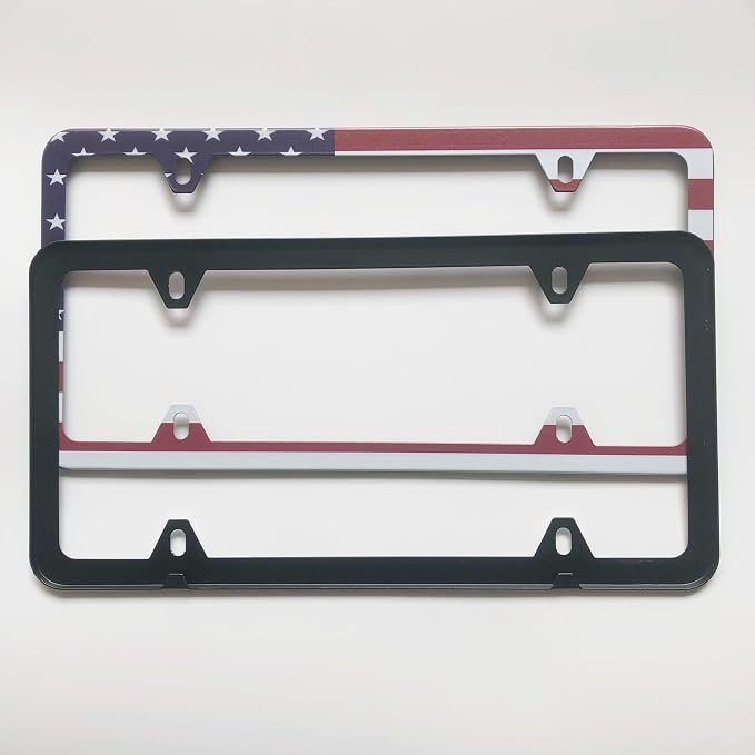 License Plate Frames, 2 Packs Front Rear Car Tags, Aluminum Alloy License Plate - Image 2