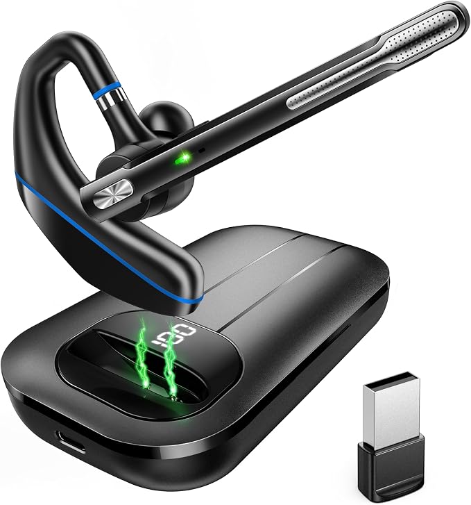 Bluetooth Headset V5.3, Wireless Earpiece by EKVANBEL