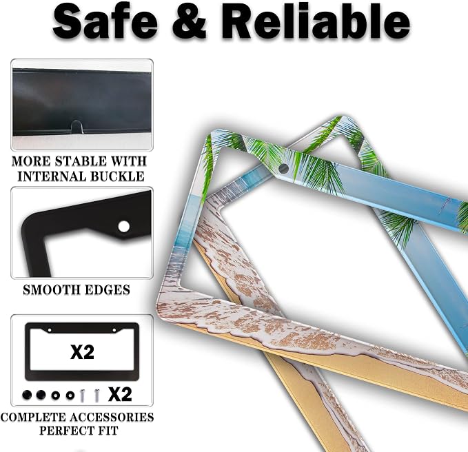 License Plate Frame Multicolor License Plate Holder Palm Trees - Image 4