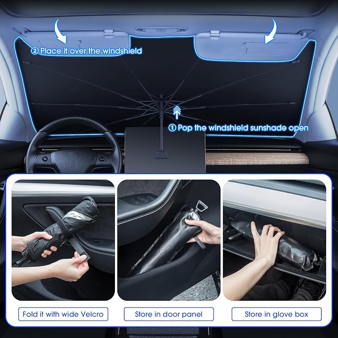 helloleiboo 5  Foldable Car Windshield Sun Shade Umbrella - Image 5