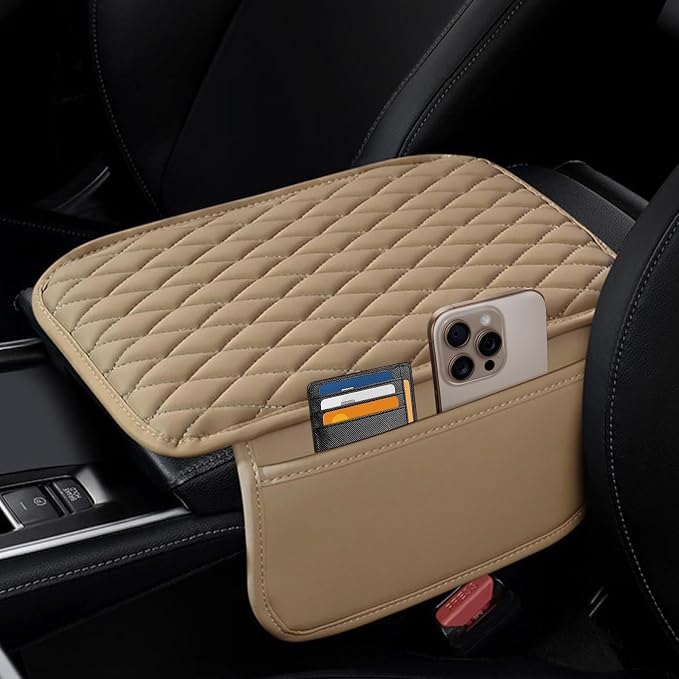 Car Center Console Cover, Upgraded Leather Armrest Seat Box Cover by SAMGCHI