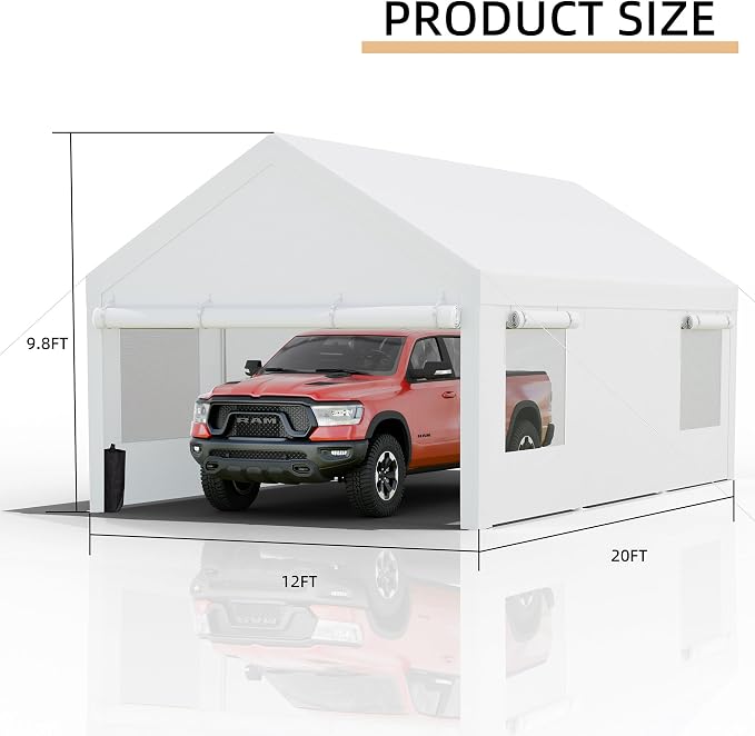 JY QAQA Carport, 10x20 FT Heavy Duty Carport - Image 3