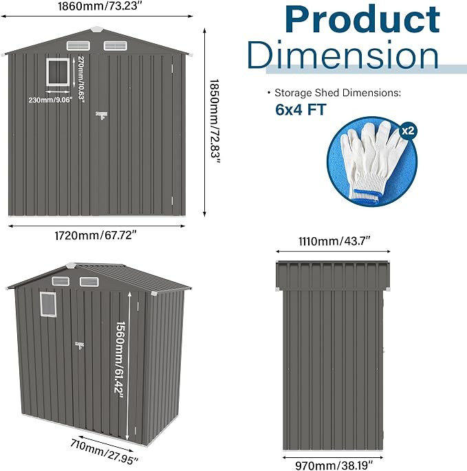 6X3.5 FT Outdoor Storage Shed - Image 3