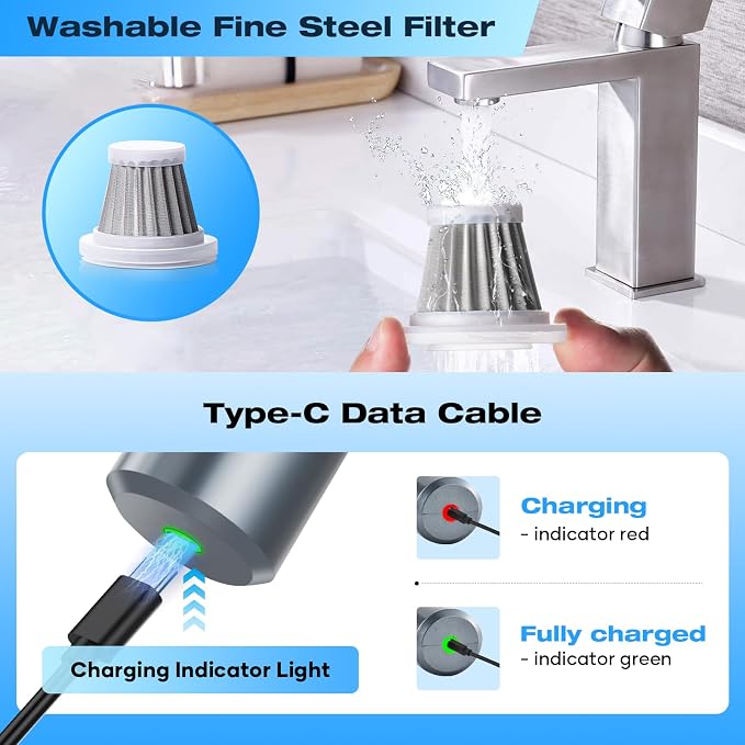 MENDED Handheld Car Vacuum Cleaner Portable Cordless, 3 in 1 High Power Hand - Image 7