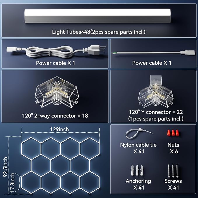 MODERN 11 Hexagon LED Garage Light, Ultra-Bright 6500K Natural White, 11 Grids - Image 5