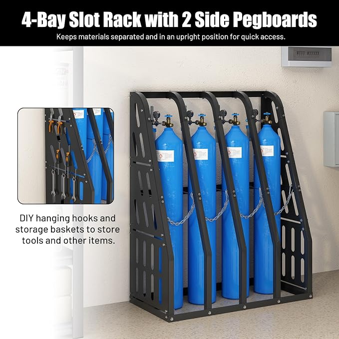 1500LBS Vertical Bar Rack Standing Storage Rack, 4 Bays Lumber Storage Rack - Image 6