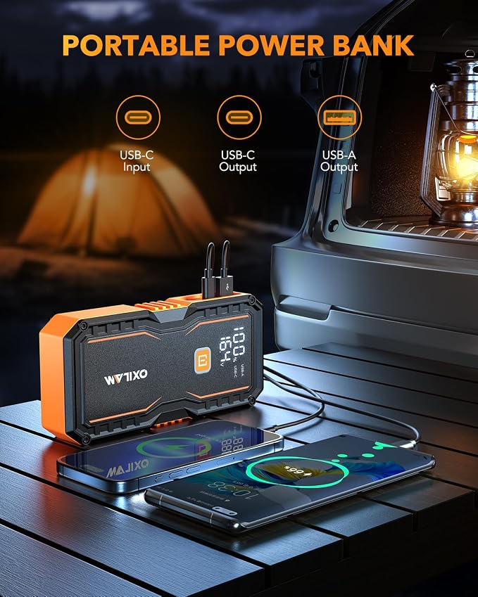 OXILAM Jump Starter 6000A for All Gas/12L Diesel, Car Battery Jumper Starter - Image 6