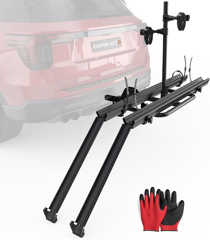 Aluminum 2 EBikes Foldable 2'' Hitch Mounted Carrier Racks w/Ramps Over 200lbs by KUIPERAUTO