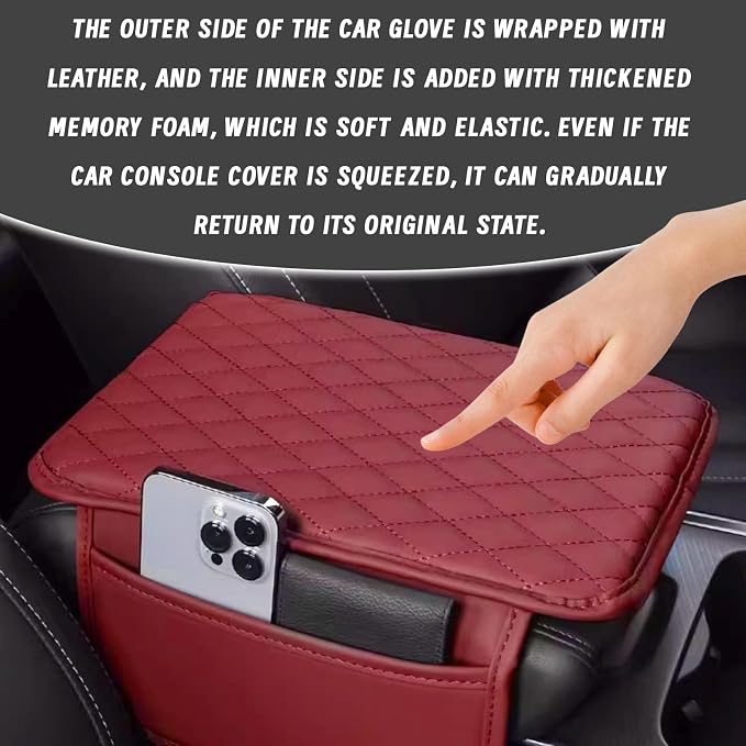 Car Center Console Cover, Upgraded Leather Arm Rest Cover - Image 4