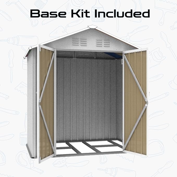 6 x 4 FT Outdoor Storage Metal Shed, Bike Garden Tool Shed - Image 5