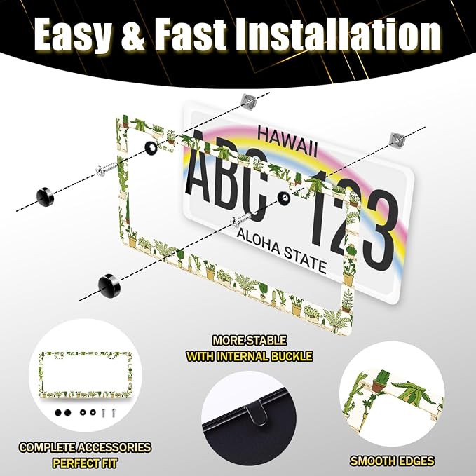 Cute Cactus License Plate Frame Tropical License Plate Holder Stainless Steel - Image 7
