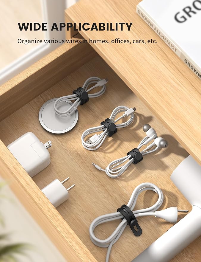 20Pack Silicone Cable Ties Cord Organizer Wrap - Image 4