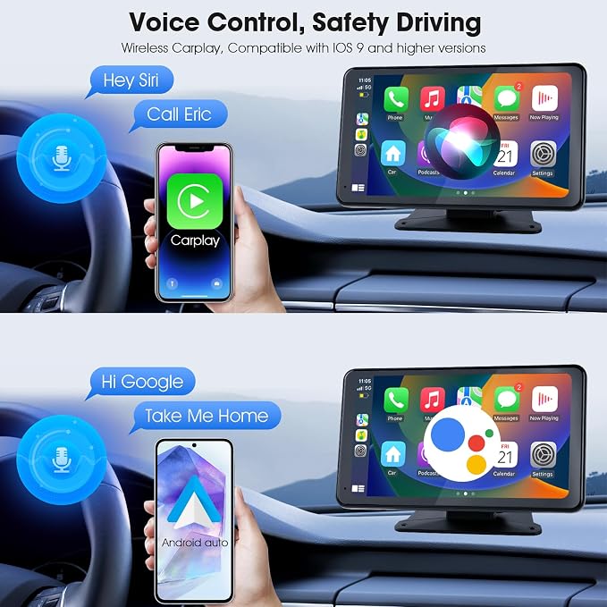 7" Portable Wireless CarPlay & Android Auto Car Stereo - Image 4
