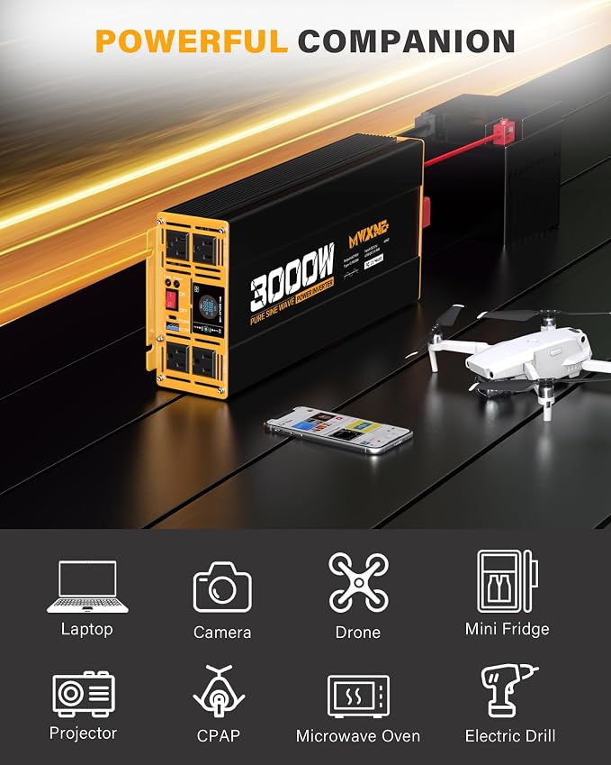 3000W Pure Sine Wave Inverter 24V DC to 110V 120V AC Converter - Image 8