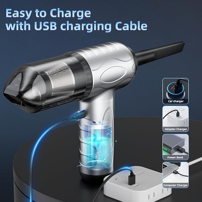 2-in-1 Car Vacuum & Air Duster, 70W/16kpa/1200000RPM/35 Mins, High Powerful - Image 6