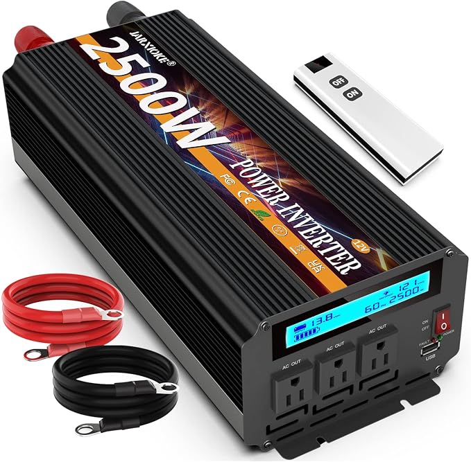 2500W Power Inverter 12V DC to AC 110V/120V 5000W Converter 3 sockets car by puresinewavepowerinverter