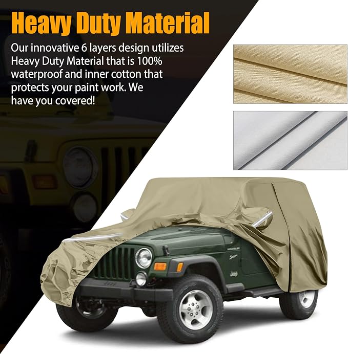 Waterproof Car Covers Replace for 1987-2006 Jeep Wrangler, Windproof Bands for - Image 3