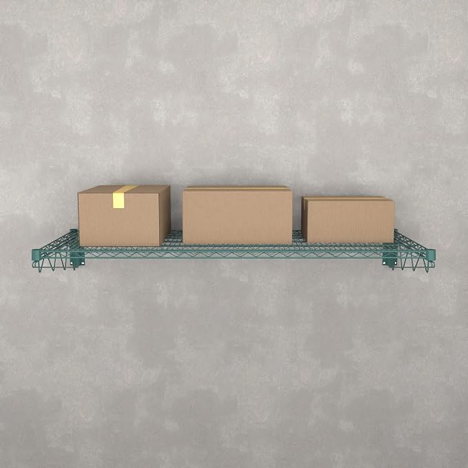 24" x 60" Green Epoxy Wire Wall Mount Shelf - Image 5