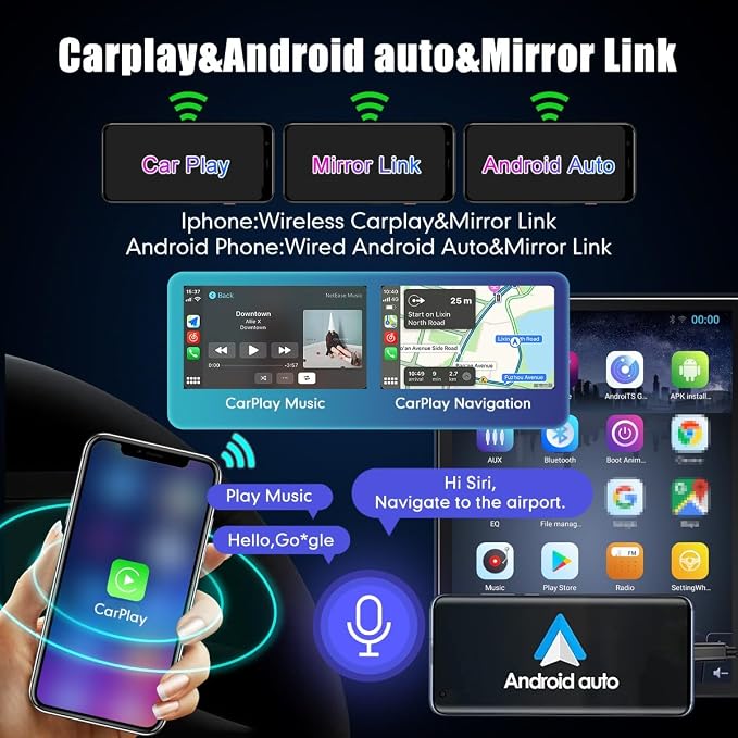 Kunfine Tesla Style Car CarPlay Android Auto Navigation Stereo GPS Radio Camera - Image 2