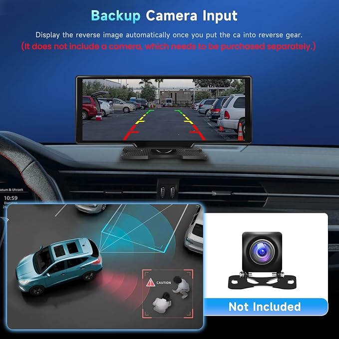 Podofo 10.26" Touchscreen Wireless Carplay Portable Car Stereo Android Auto - Image 3