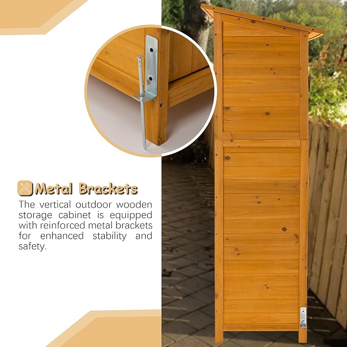 56" L x 19.5" W x 64" H Outdoor Wooden Storage Shed - Image 6