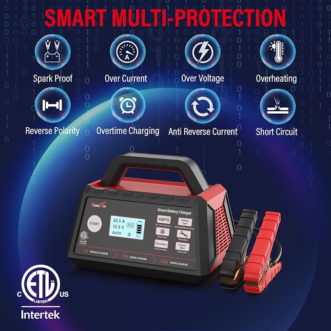 TowerTop 3/15/25 Amp Car Battery Charger, 12V Fully Automatic Smart Battery - Image 7